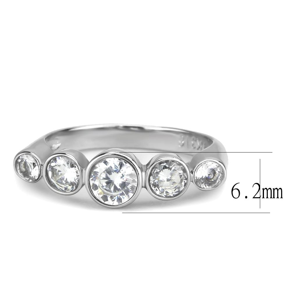 TK3697 - High polished (no plating) Stainless Steel Ring with AAA Grade CZ  in Clear LuxuryLifeWay Online Store