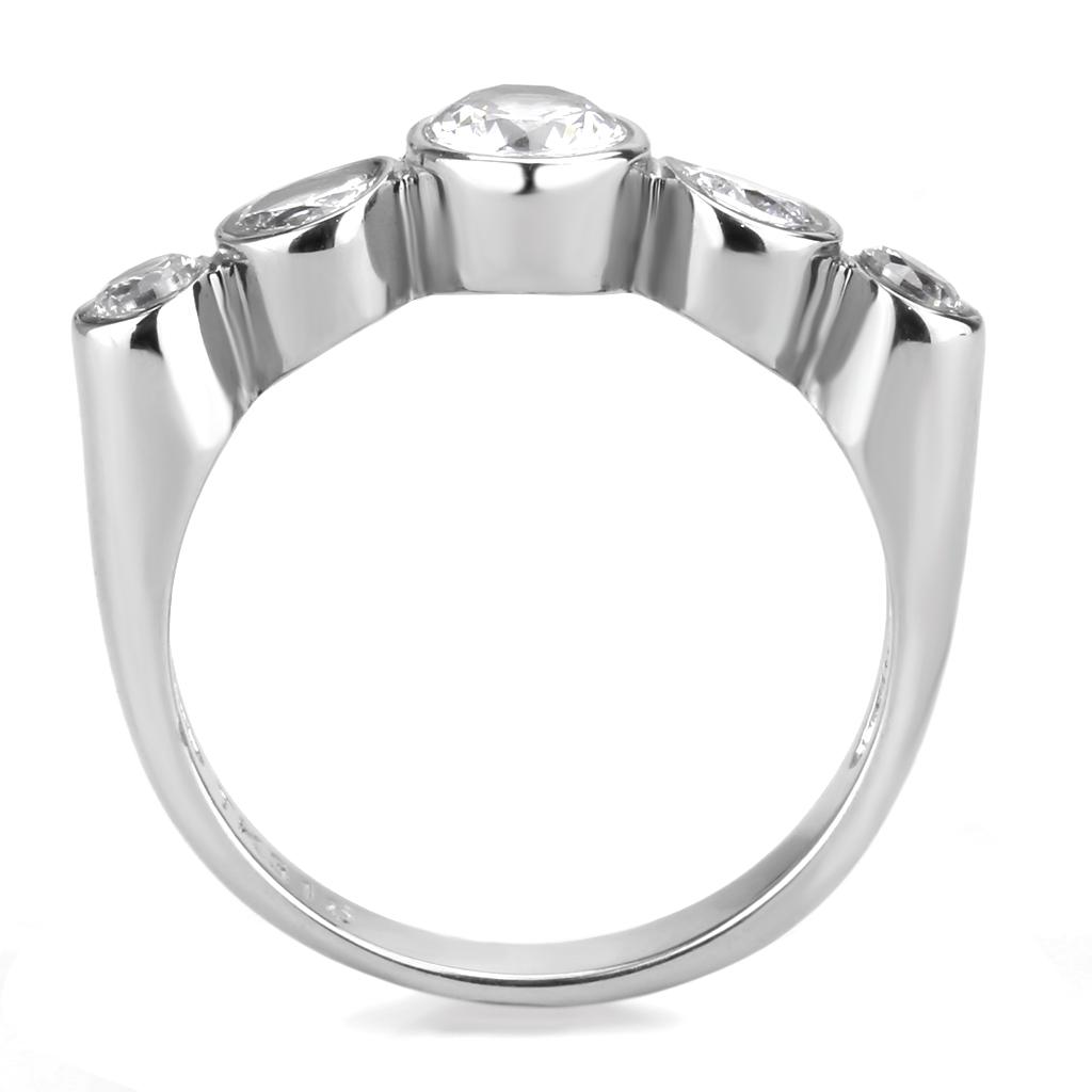 TK3697 - High polished (no plating) Stainless Steel Ring with AAA Grade CZ  in Clear LuxuryLifeWay Online Store
