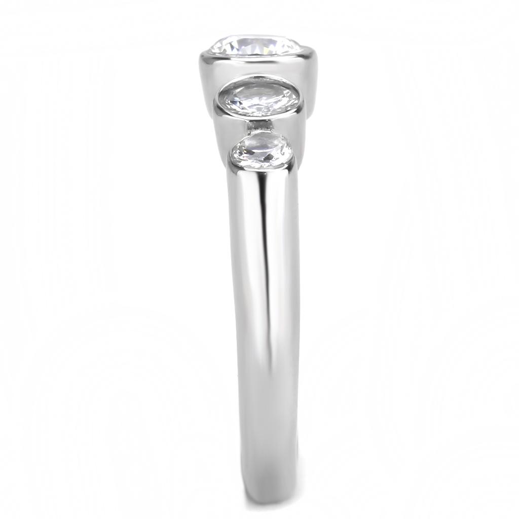 TK3697 - High polished (no plating) Stainless Steel Ring with AAA Grade CZ  in Clear LuxuryLifeWay Online Store