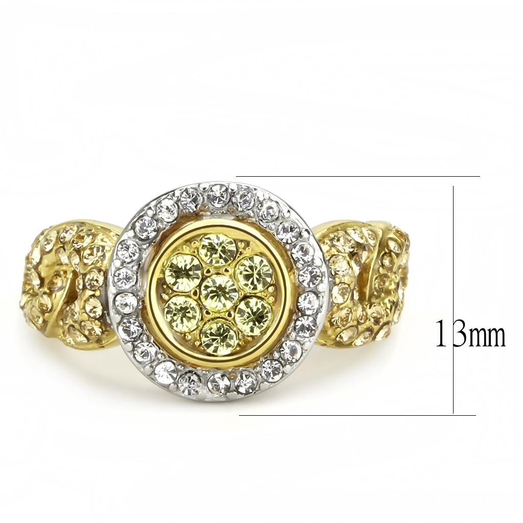 TK3704 - Two-Tone IP Gold (Ion Plating) Stainless Steel Ring with Top Grade Crystal  in Multi Color LuxuryLifeWay Online Store
