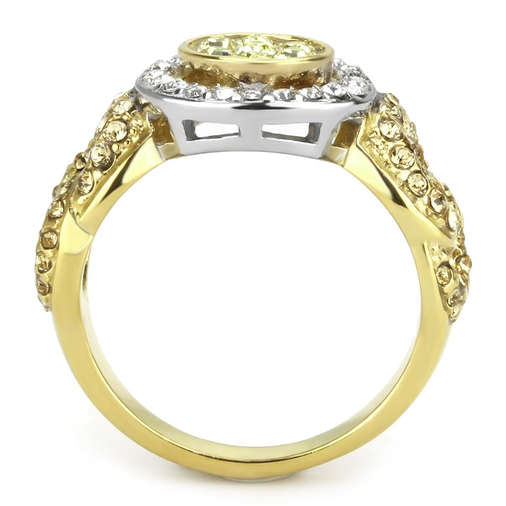 TK3704 - Two-Tone IP Gold (Ion Plating) Stainless Steel Ring with Top Grade Crystal  in Multi Color LuxuryLifeWay Online Store
