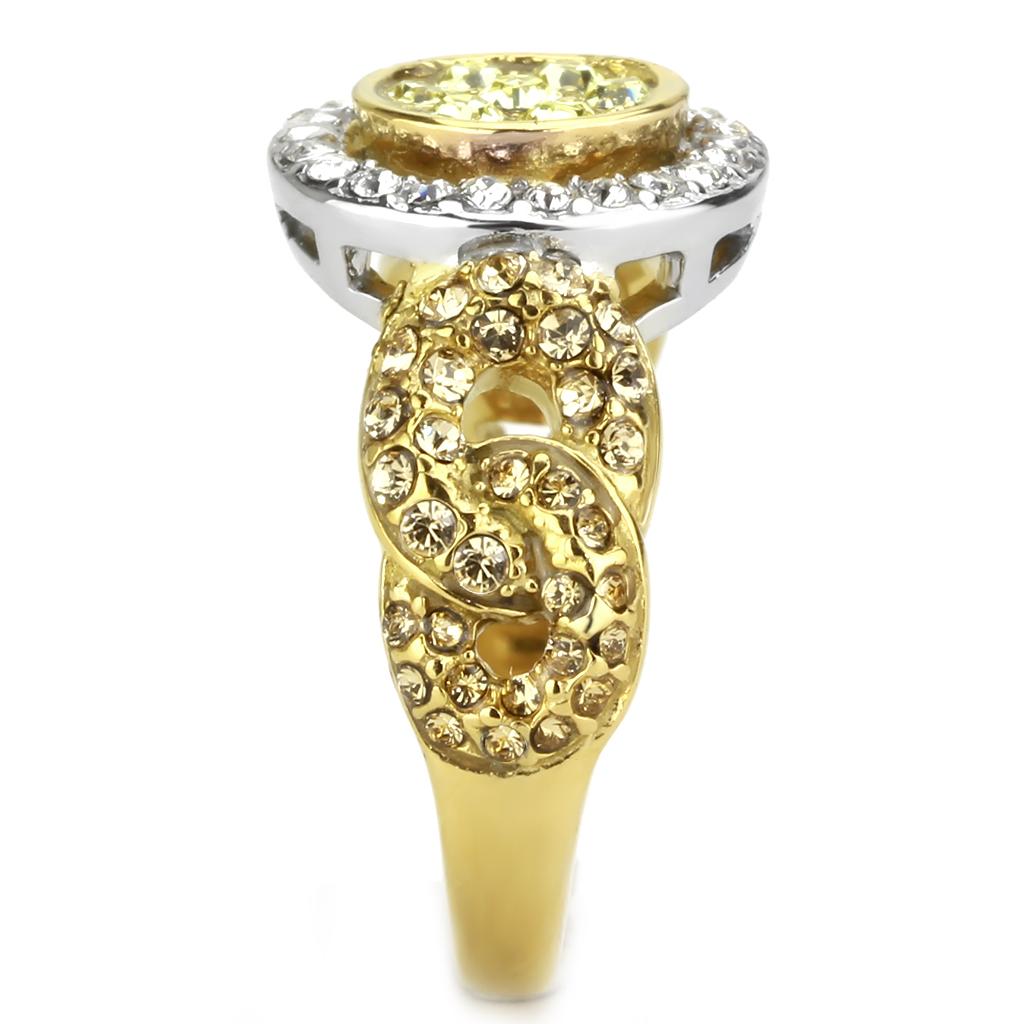 TK3704 - Two-Tone IP Gold (Ion Plating) Stainless Steel Ring with Top Grade Crystal  in Multi Color LuxuryLifeWay Online Store
