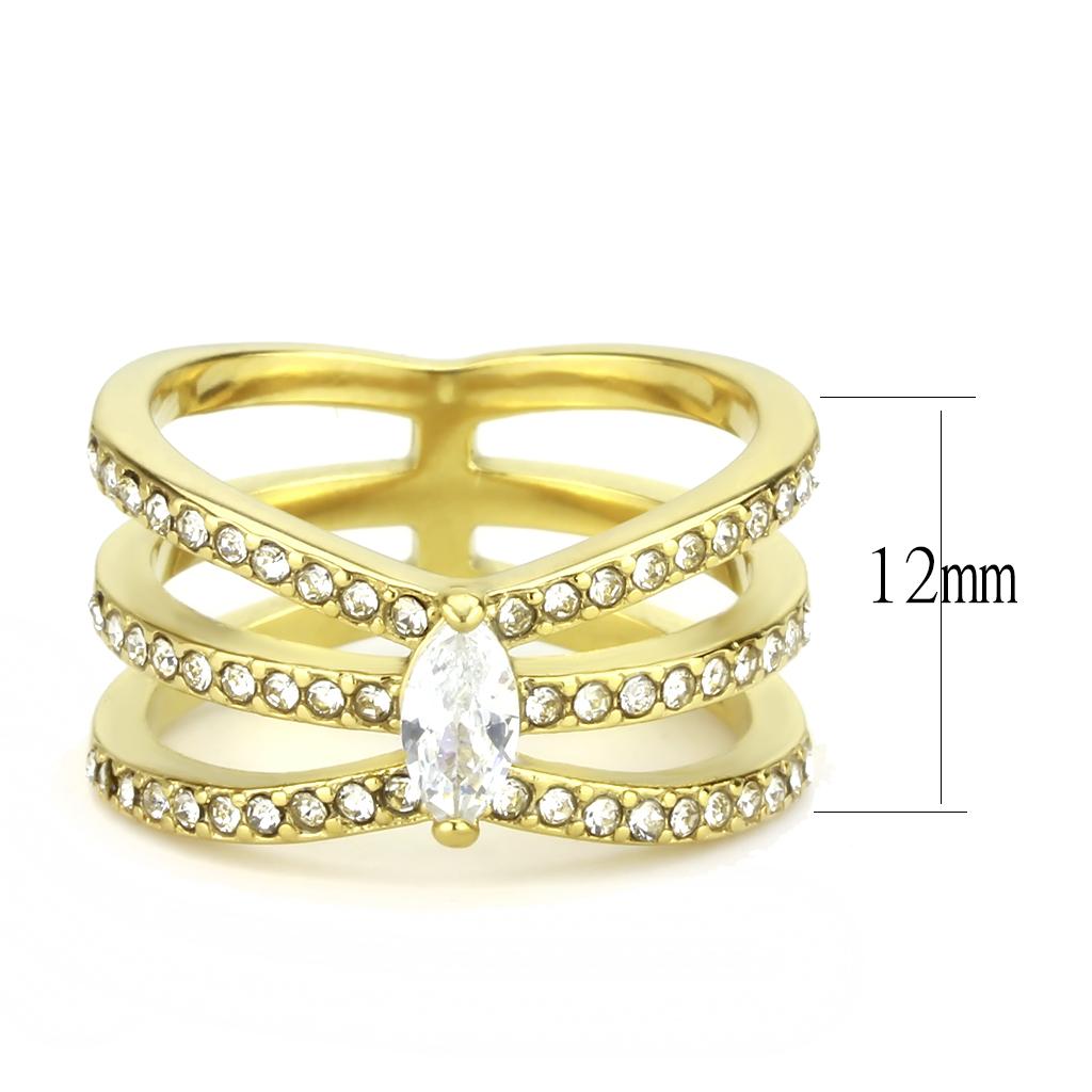 TK3705 - IP Gold(Ion Plating) Stainless Steel Ring with AAA Grade CZ  in Clear LuxuryLifeWay Online Store