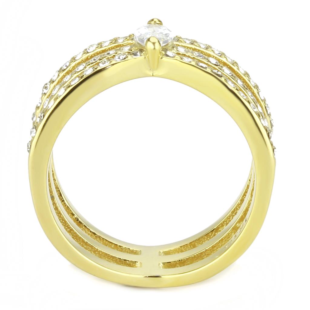 TK3705 - IP Gold(Ion Plating) Stainless Steel Ring with AAA Grade CZ  in Clear LuxuryLifeWay Online Store