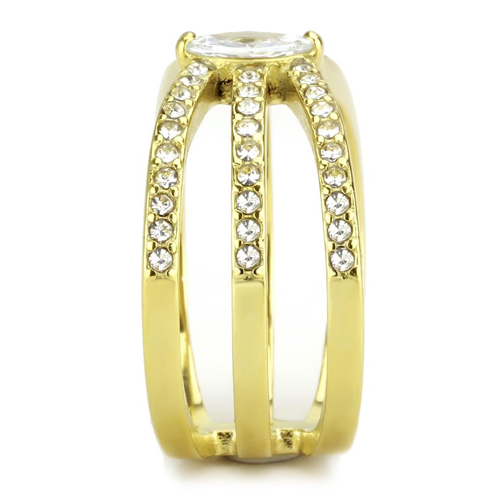 TK3705 - IP Gold(Ion Plating) Stainless Steel Ring with AAA Grade CZ  in Clear LuxuryLifeWay Online Store