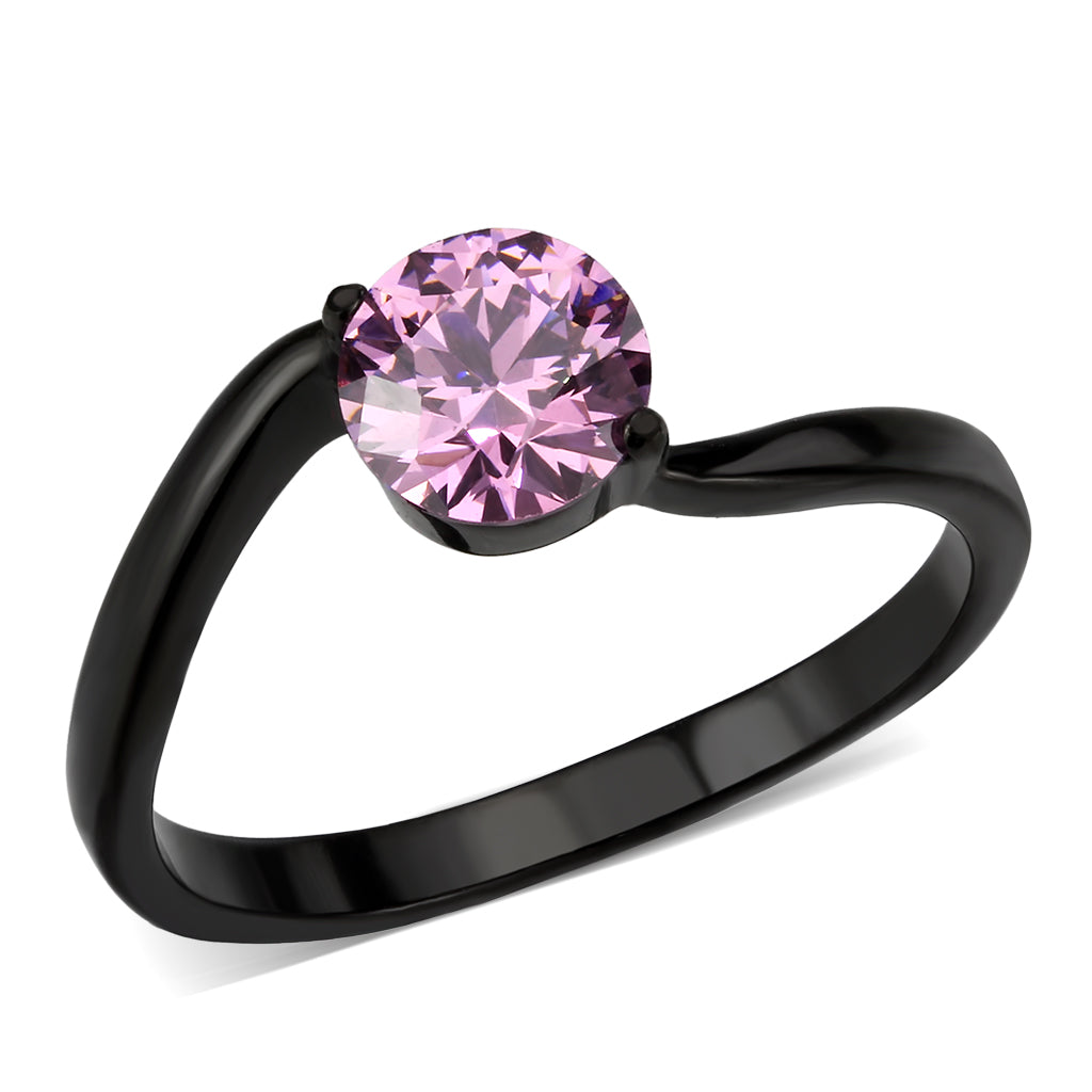 TK3739 IP Black Stainless Steel Ring with AAA Grade CZ in Rose LuxuryLifeWay Online Store