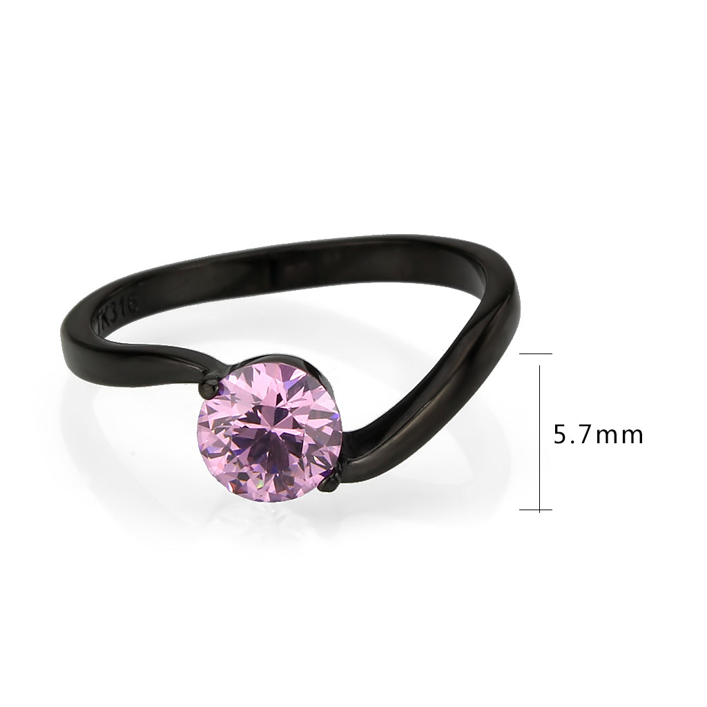 TK3739 IP Black Stainless Steel Ring with AAA Grade CZ in Rose LuxuryLifeWay Online Store