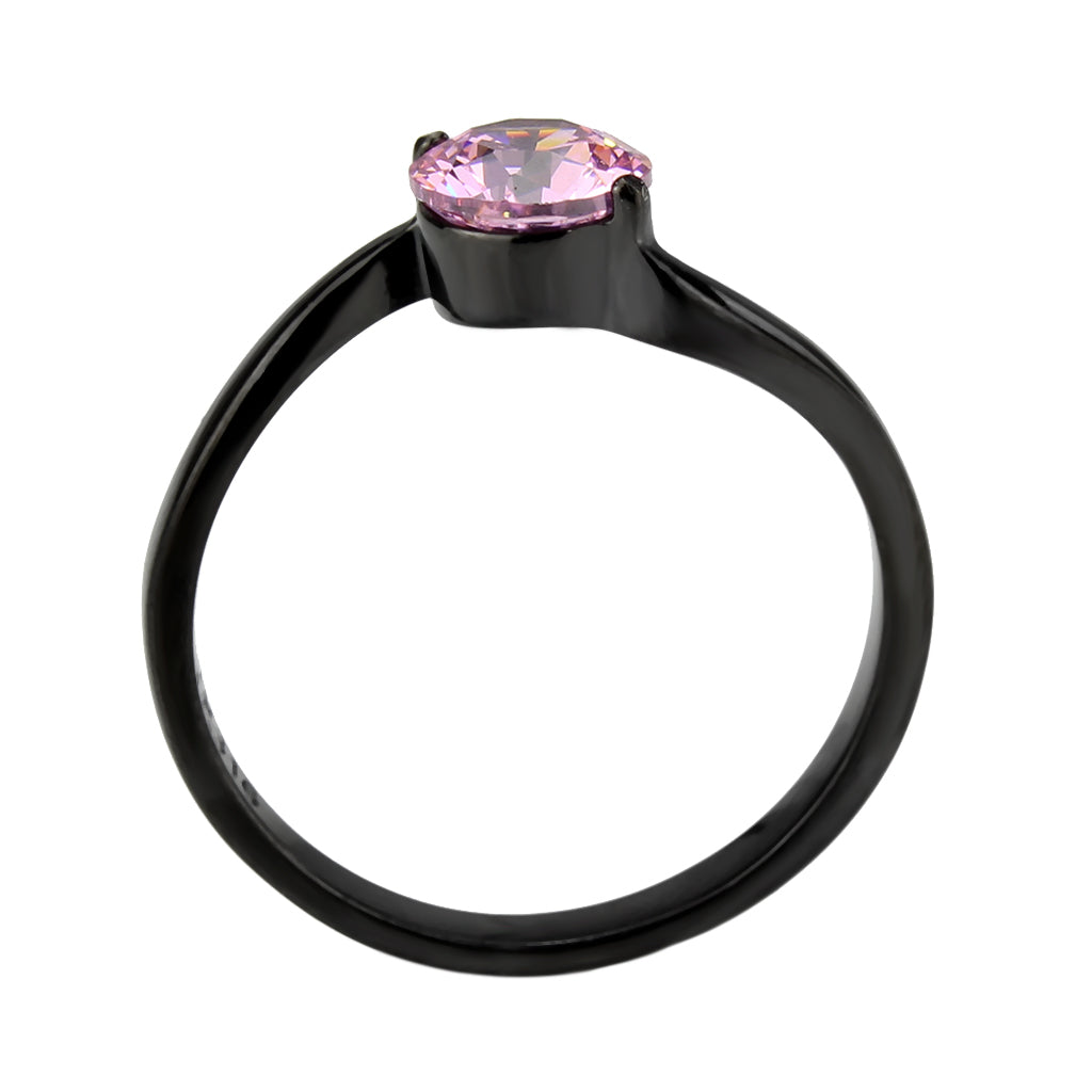 TK3739 IP Black Stainless Steel Ring with AAA Grade CZ in Rose LuxuryLifeWay Online Store