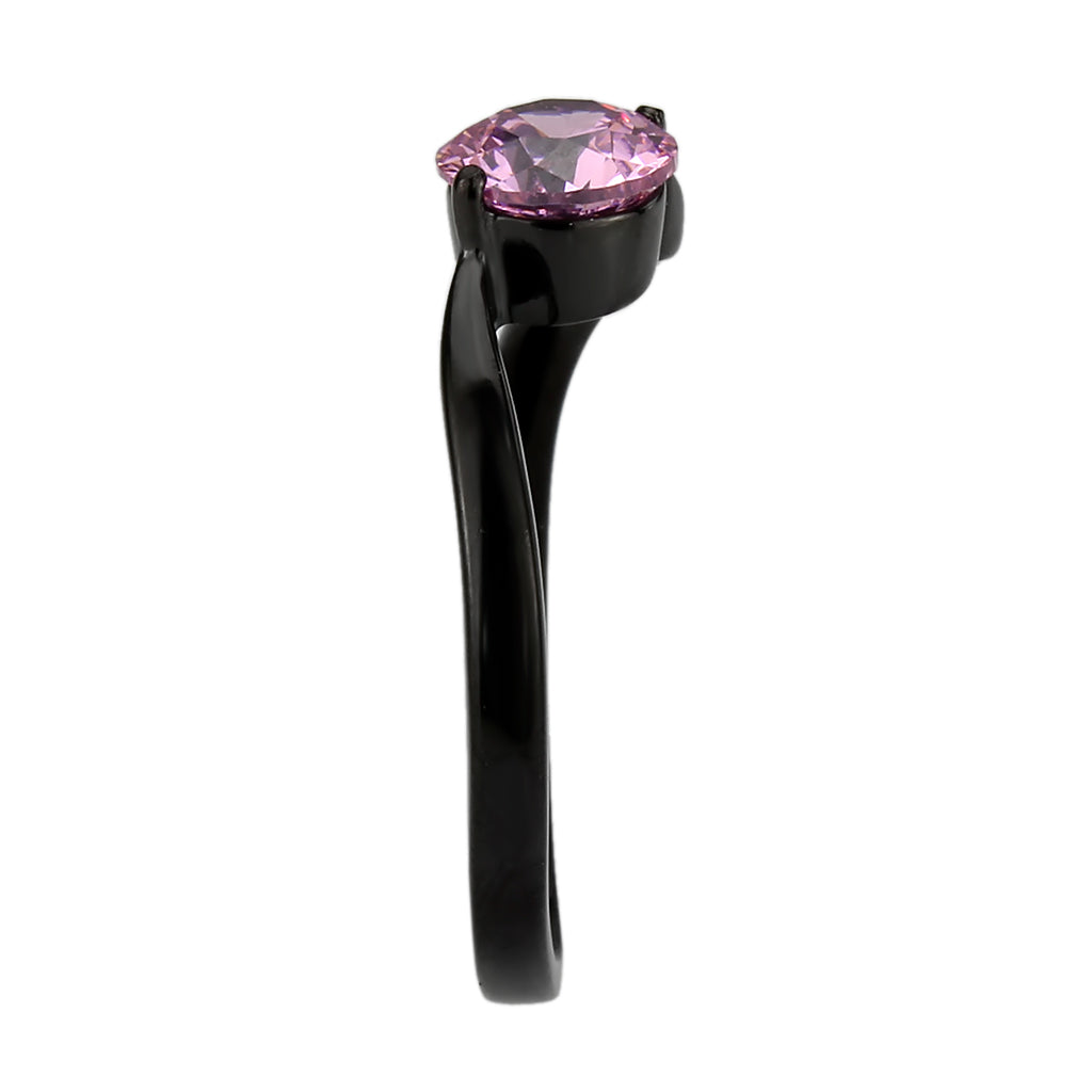 TK3739 IP Black Stainless Steel Ring with AAA Grade CZ in Rose LuxuryLifeWay Online Store