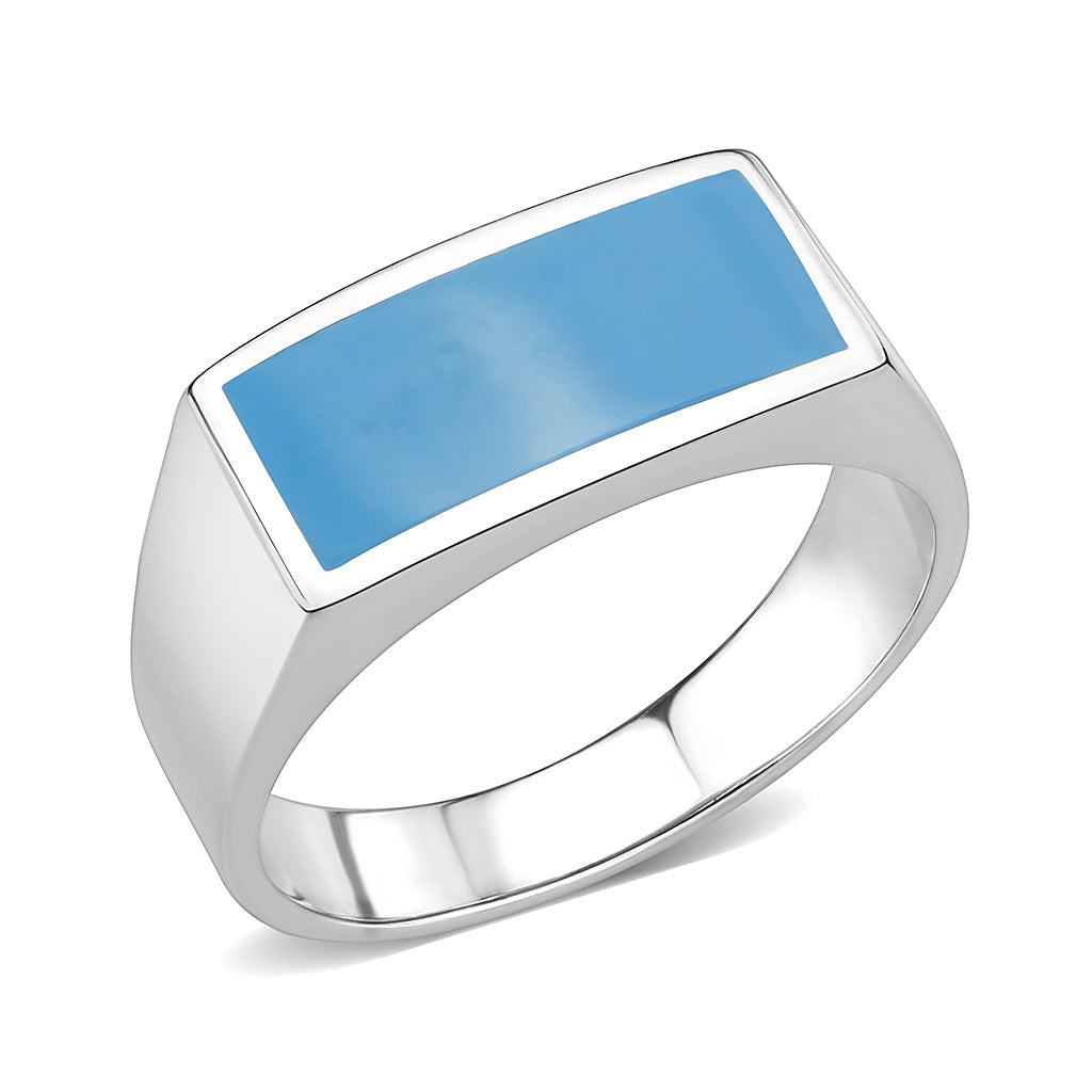 TK3770 - High polished (no plating) Stainless Steel Ring with Epoxy in SeaBlue LuxuryLifeWay Online Store