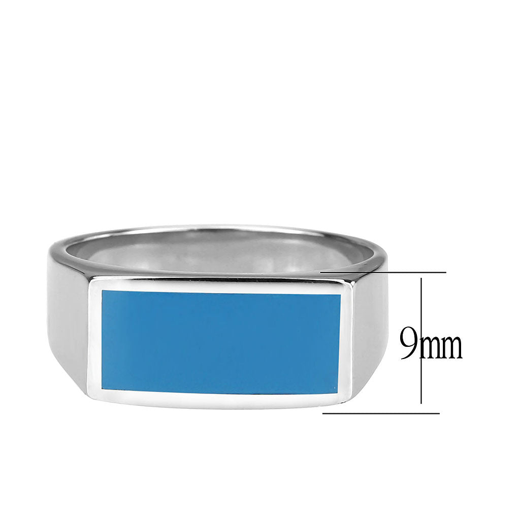 TK3770 - High polished (no plating) Stainless Steel Ring with Epoxy in SeaBlue LuxuryLifeWay Online Store