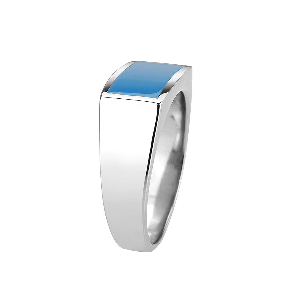 TK3770 - High polished (no plating) Stainless Steel Ring with Epoxy in SeaBlue LuxuryLifeWay Online Store