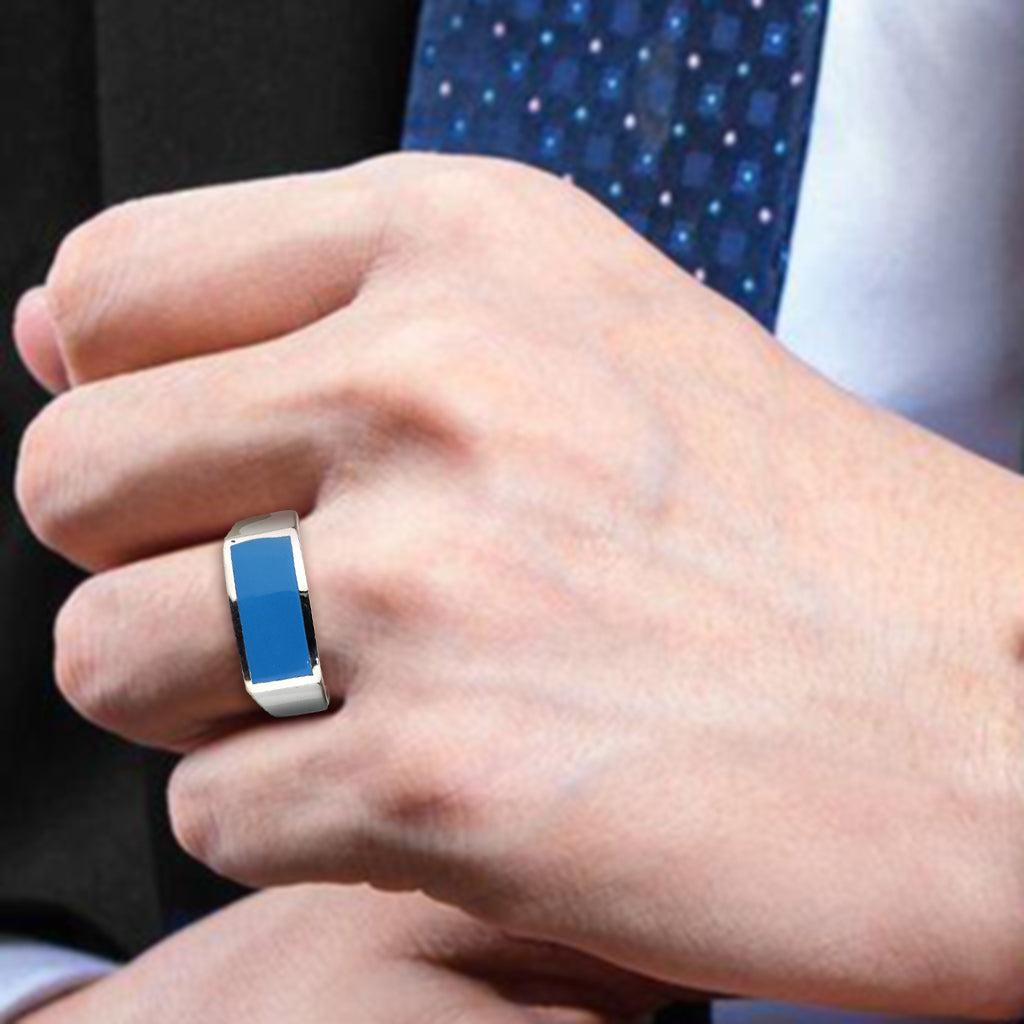 TK3770 - High polished (no plating) Stainless Steel Ring with Epoxy in SeaBlue LuxuryLifeWay Online Store