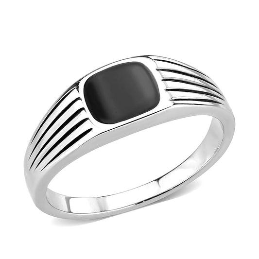TK3772 - High polished (no plating) Stainless Steel Ring with Epoxy in Jet LuxuryLifeWay Online Store