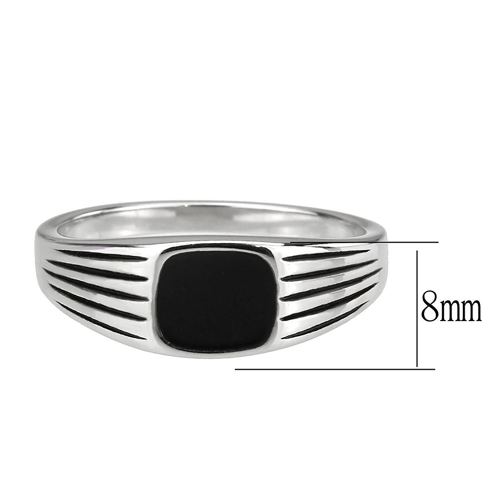 TK3772 - High polished (no plating) Stainless Steel Ring with Epoxy in Jet LuxuryLifeWay Online Store