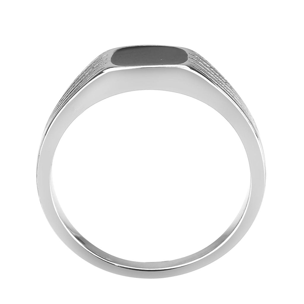 TK3772 - High polished (no plating) Stainless Steel Ring with Epoxy in Jet LuxuryLifeWay Online Store
