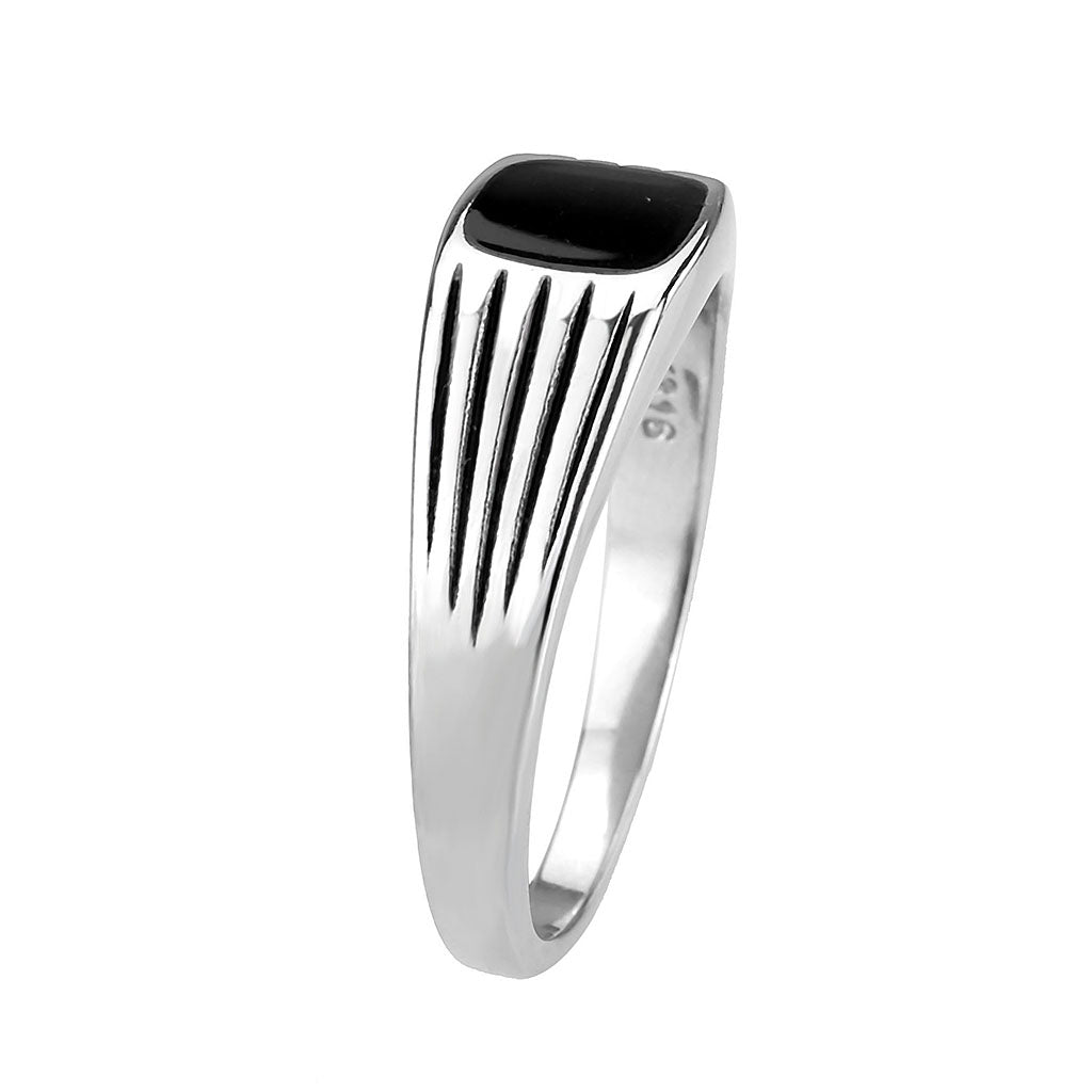 TK3772 - High polished (no plating) Stainless Steel Ring with Epoxy in Jet LuxuryLifeWay Online Store
