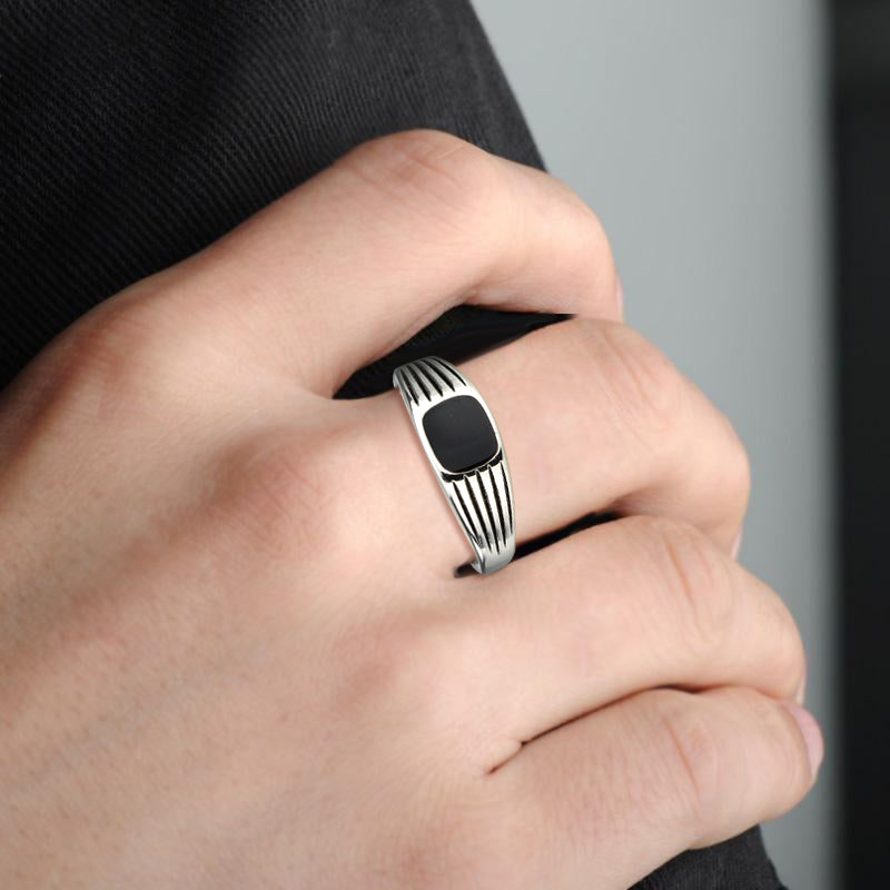 TK3772 - High polished (no plating) Stainless Steel Ring with Epoxy in Jet LuxuryLifeWay Online Store