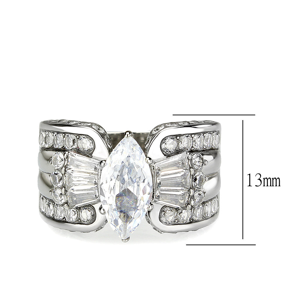 TK3777 - High polished (no plating) Stainless Steel Ring with AAA Grade CZ in Clear LuxuryLifeWay Online Store
