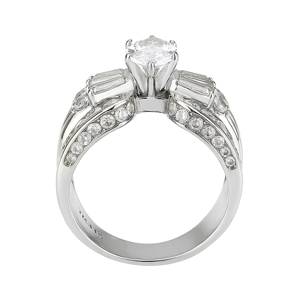 TK3777 - High polished (no plating) Stainless Steel Ring with AAA Grade CZ in Clear LuxuryLifeWay Online Store