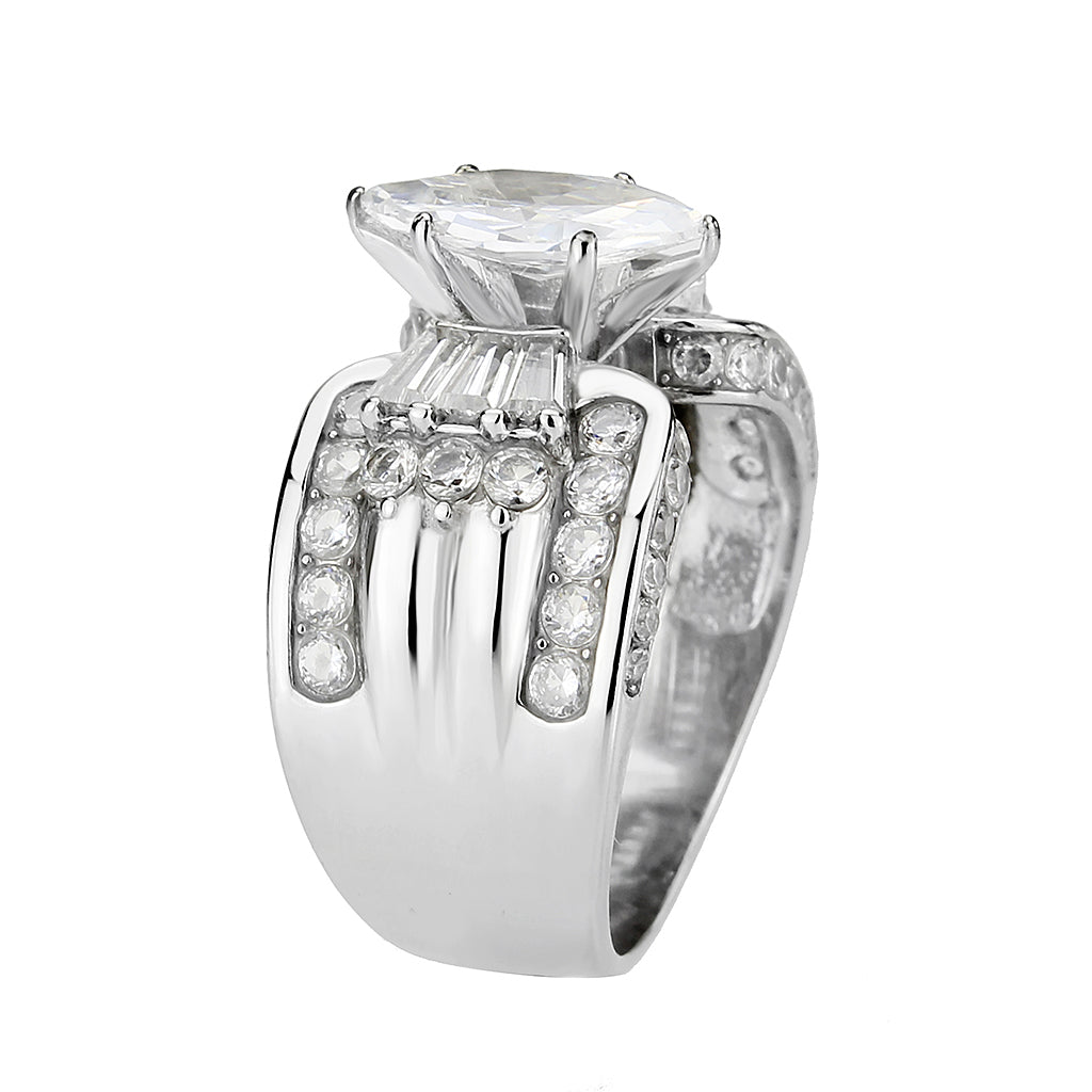 TK3777 - High polished (no plating) Stainless Steel Ring with AAA Grade CZ in Clear LuxuryLifeWay Online Store