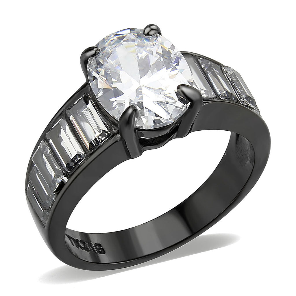 TK3778 - IP Black (Ion Plating) Stainless Steel Ring with AAA Grade CZ in Clear LuxuryLifeWay Online Store