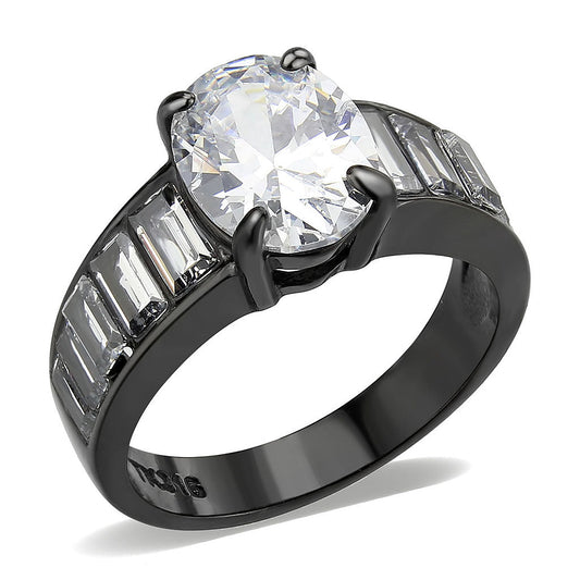 TK3778 - IP Black (Ion Plating) Stainless Steel Ring with AAA Grade CZ in Clear LuxuryLifeWay Online Store