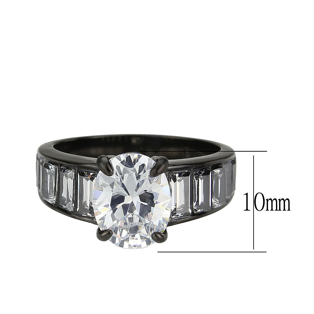TK3778 - IP Black (Ion Plating) Stainless Steel Ring with AAA Grade CZ in Clear LuxuryLifeWay Online Store