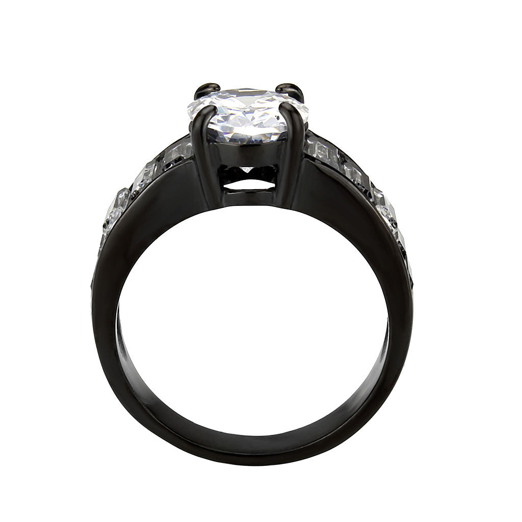 TK3778 - IP Black (Ion Plating) Stainless Steel Ring with AAA Grade CZ in Clear LuxuryLifeWay Online Store