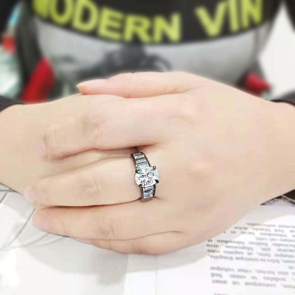 TK3778 - IP Black (Ion Plating) Stainless Steel Ring with AAA Grade CZ in Clear LuxuryLifeWay Online Store
