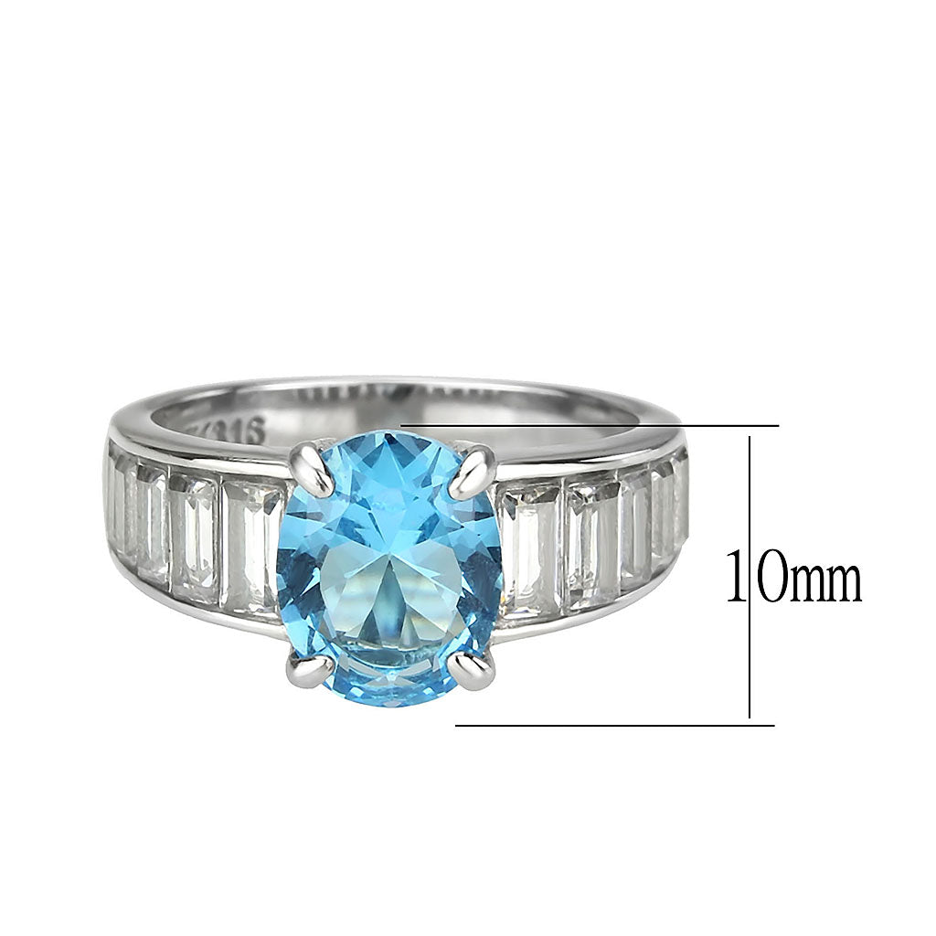 TK3779 - High polished (no plating) Stainless Steel Ring with Synthetic in SeaBlue LuxuryLifeWay Online Store