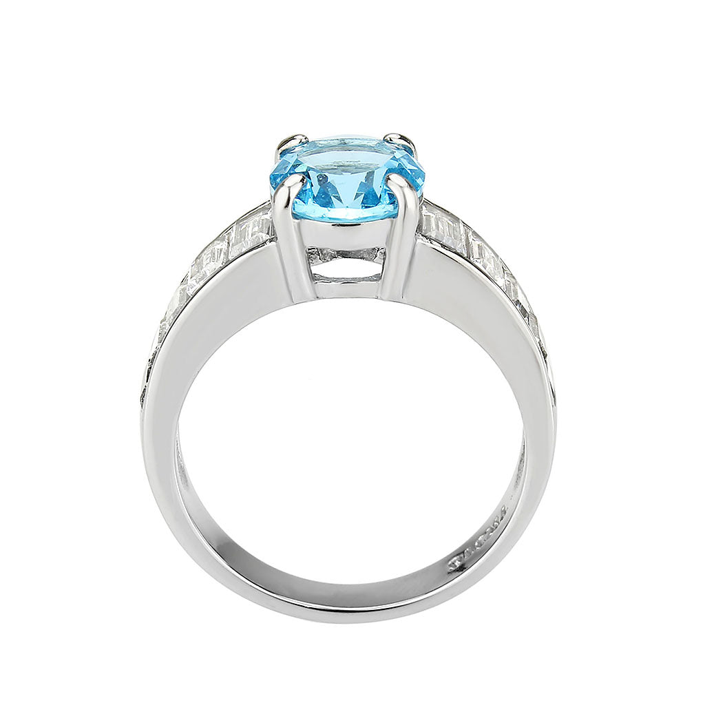 TK3779 - High polished (no plating) Stainless Steel Ring with Synthetic in SeaBlue LuxuryLifeWay Online Store