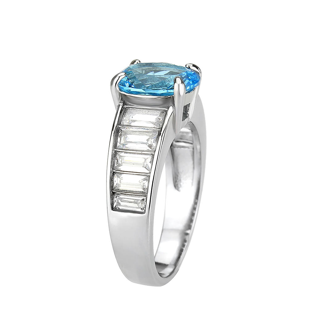 TK3779 - High polished (no plating) Stainless Steel Ring with Synthetic in SeaBlue LuxuryLifeWay Online Store