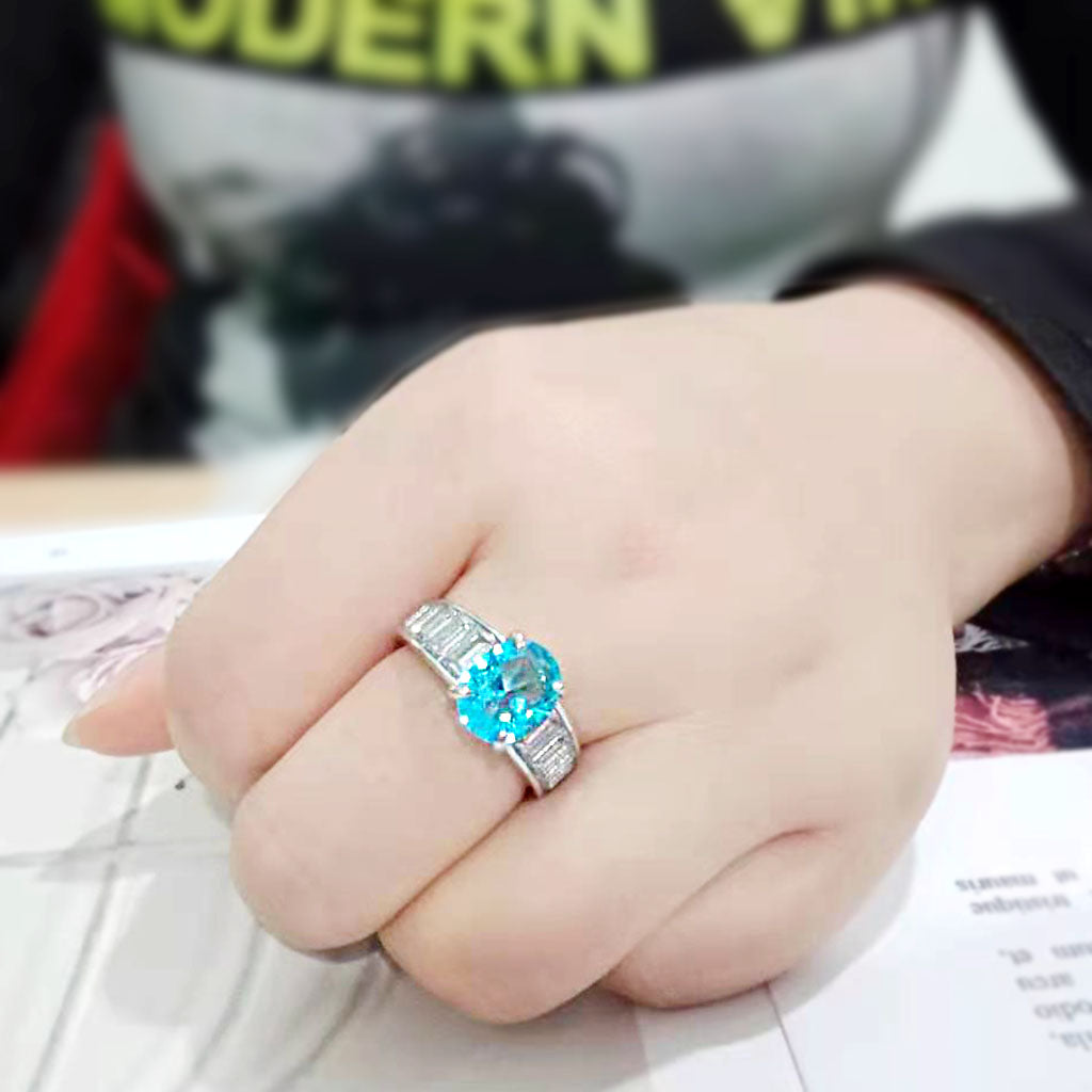 TK3779 - High polished (no plating) Stainless Steel Ring with Synthetic in SeaBlue LuxuryLifeWay Online Store