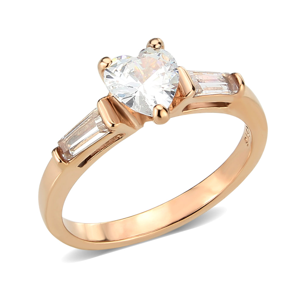 TK3829 - IP Rose Gold(Ion Plating) Stainless Steel Ring with AAA Grade CZ in Clear LuxuryLifeWay Online Store