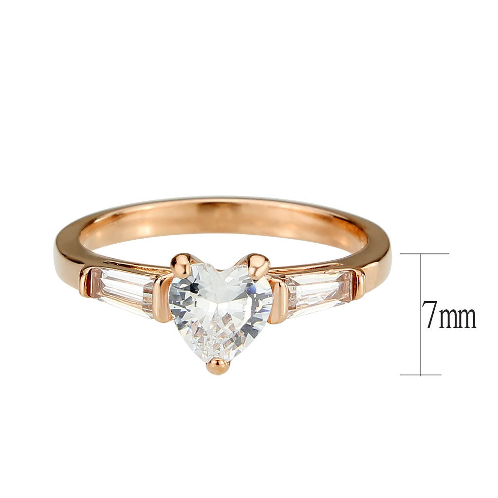 TK3829 - IP Rose Gold(Ion Plating) Stainless Steel Ring with AAA Grade CZ in Clear LuxuryLifeWay Online Store