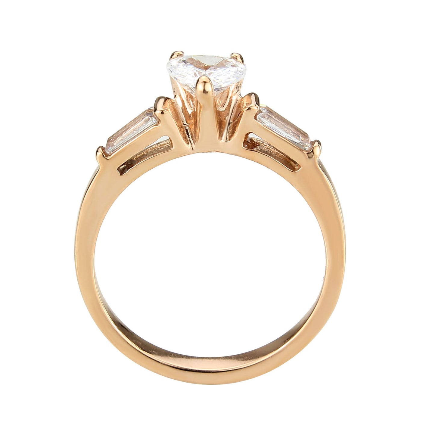 TK3829 - IP Rose Gold(Ion Plating) Stainless Steel Ring with AAA Grade CZ in Clear LuxuryLifeWay Online Store