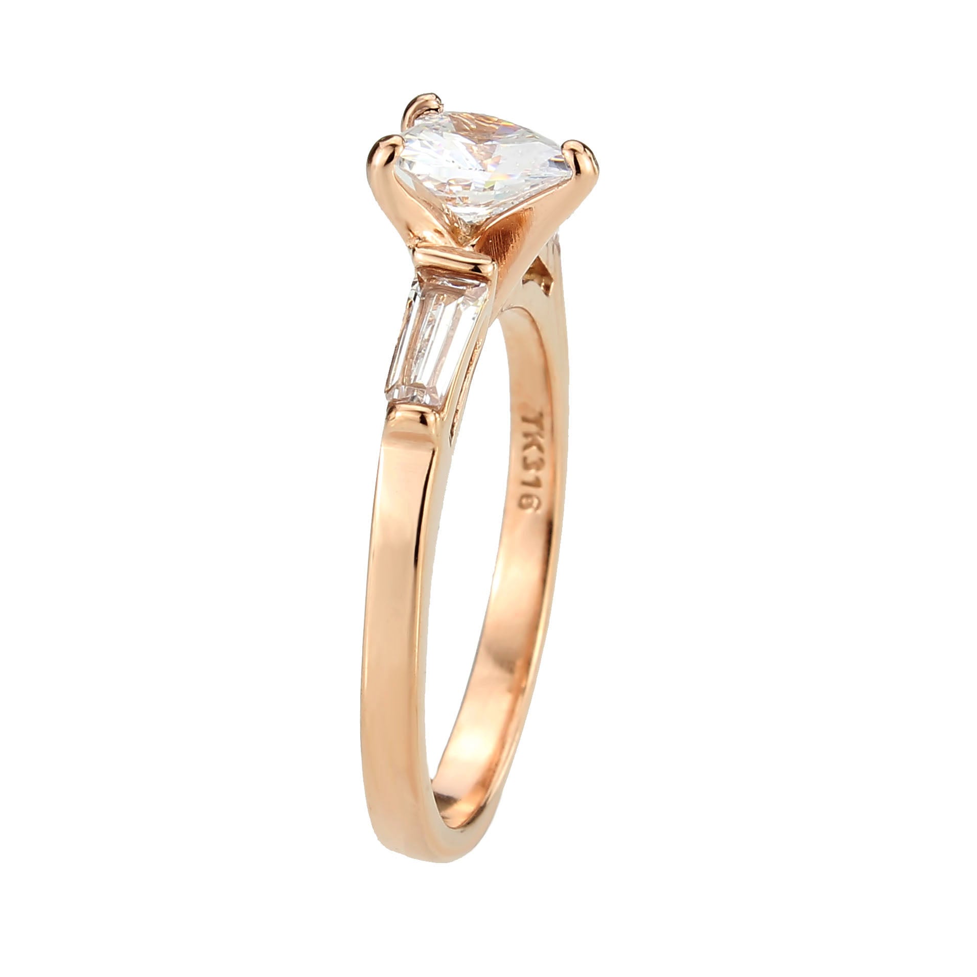 TK3829 - IP Rose Gold(Ion Plating) Stainless Steel Ring with AAA Grade CZ in Clear LuxuryLifeWay Online Store