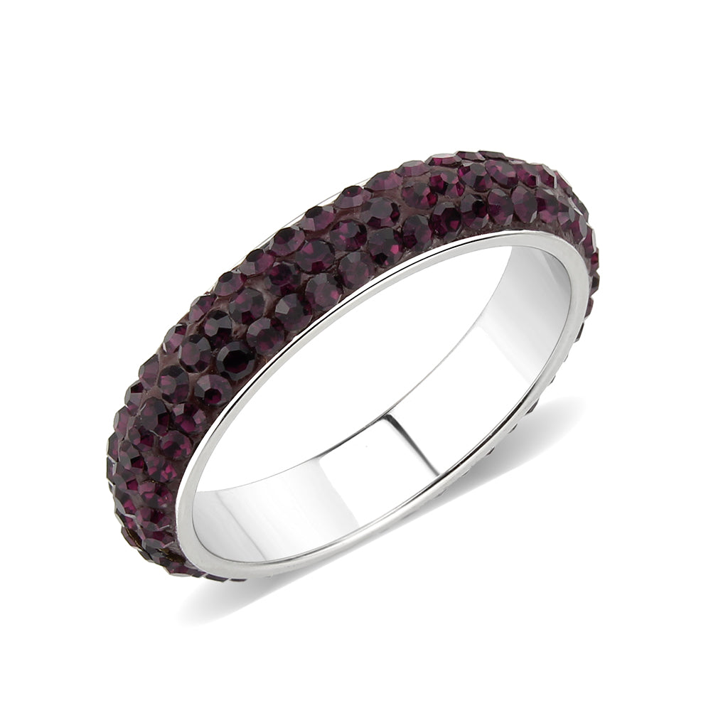 TK3837 - High polished (no plating) Stainless Steel Ring with Top Grade Crystal  in Amethyst(204) LuxuryLifeWay Online Store