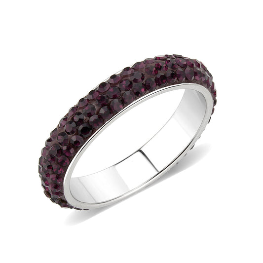 TK3837 - High polished (no plating) Stainless Steel Ring with Top Grade Crystal  in Amethyst(204) LuxuryLifeWay Online Store
