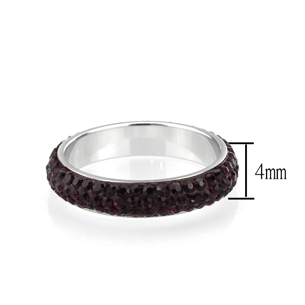 TK3837 - High polished (no plating) Stainless Steel Ring with Top Grade Crystal  in Amethyst(204) LuxuryLifeWay Online Store