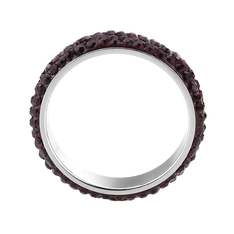 TK3837 - High polished (no plating) Stainless Steel Ring with Top Grade Crystal  in Amethyst(204) LuxuryLifeWay Online Store