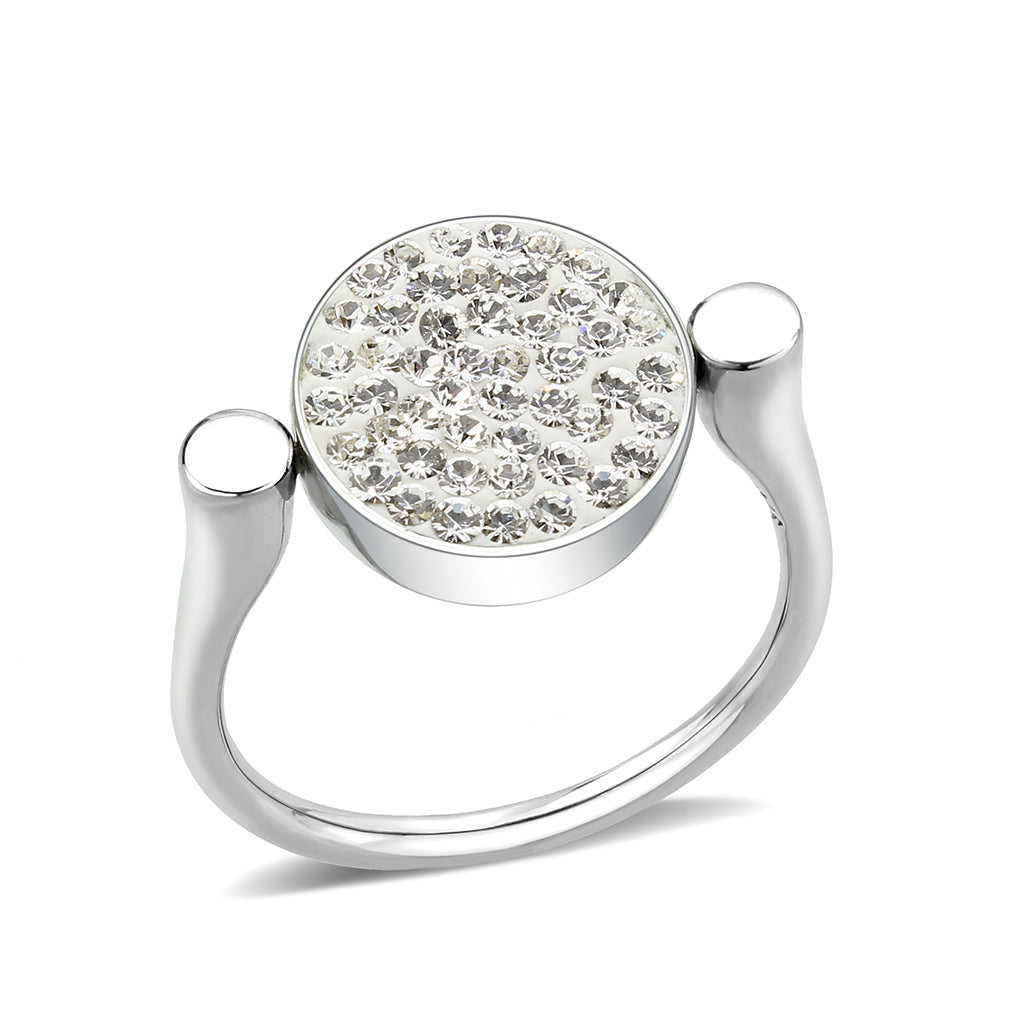 TK385404 - High polished (no plating) Stainless Steel Ring with Top Grade Crystal in Clear LuxuryLifeWay Online Store