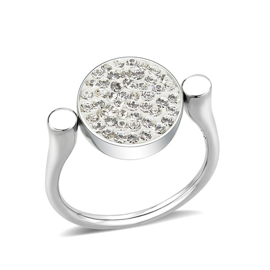 TK385404 - High polished (no plating) Stainless Steel Ring with Top Grade Crystal in Clear LuxuryLifeWay Online Store