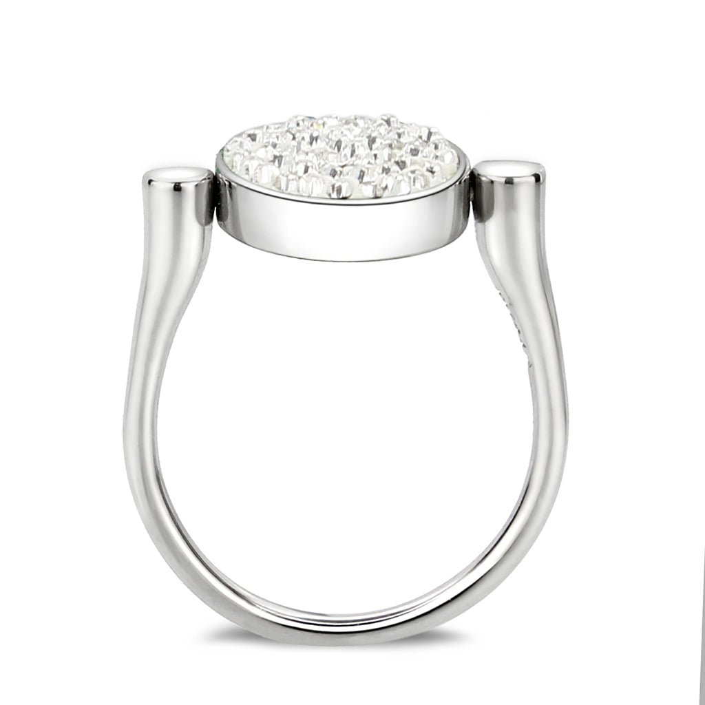 TK385404 - High polished (no plating) Stainless Steel Ring with Top Grade Crystal in Clear LuxuryLifeWay Online Store