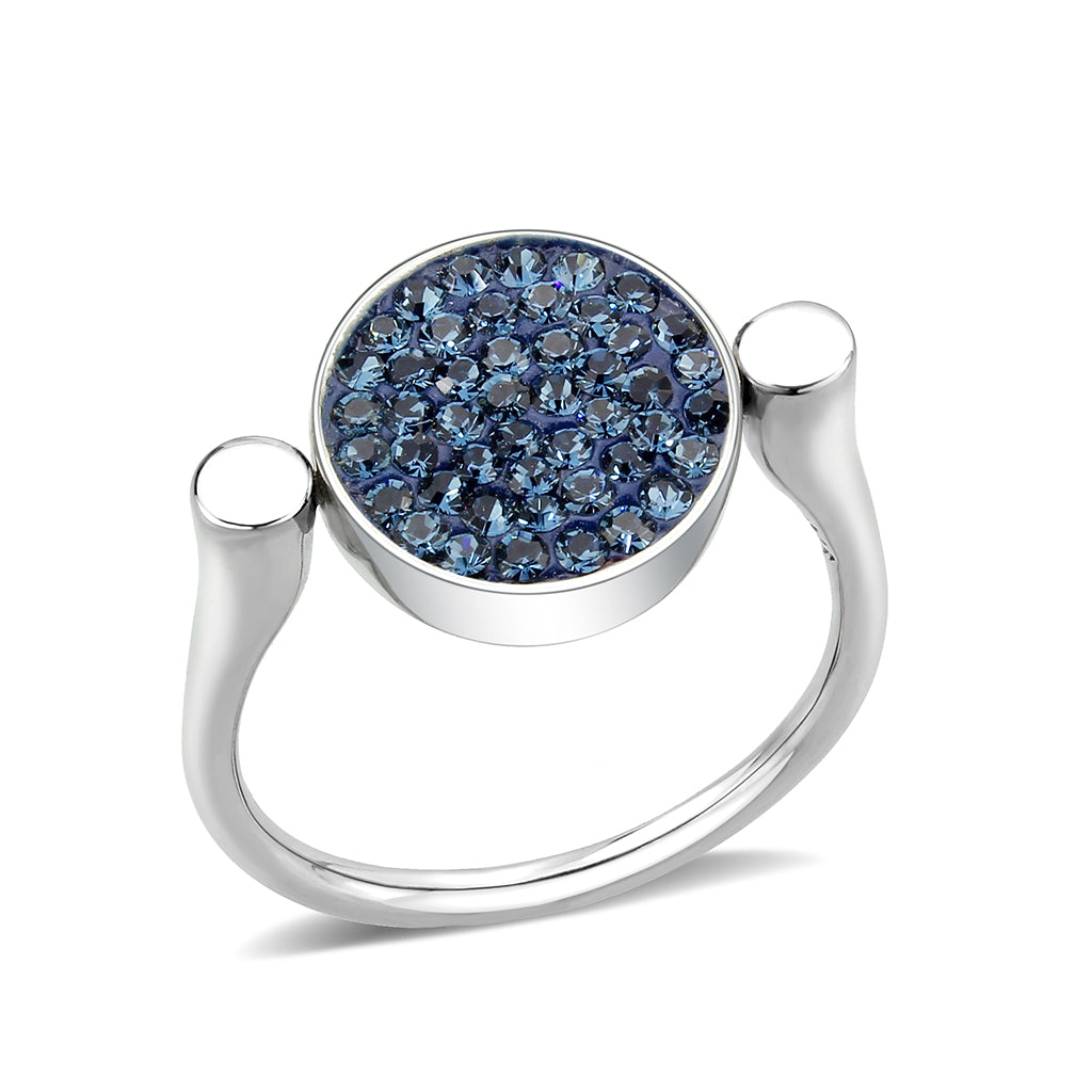TK385409 - High polished (no plating) Stainless Steel Ring with Top Grade Crystal in Montana LuxuryLifeWay Online Store