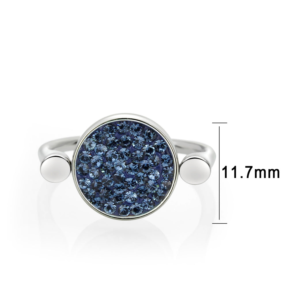 TK385409 - High polished (no plating) Stainless Steel Ring with Top Grade Crystal in Montana LuxuryLifeWay Online Store