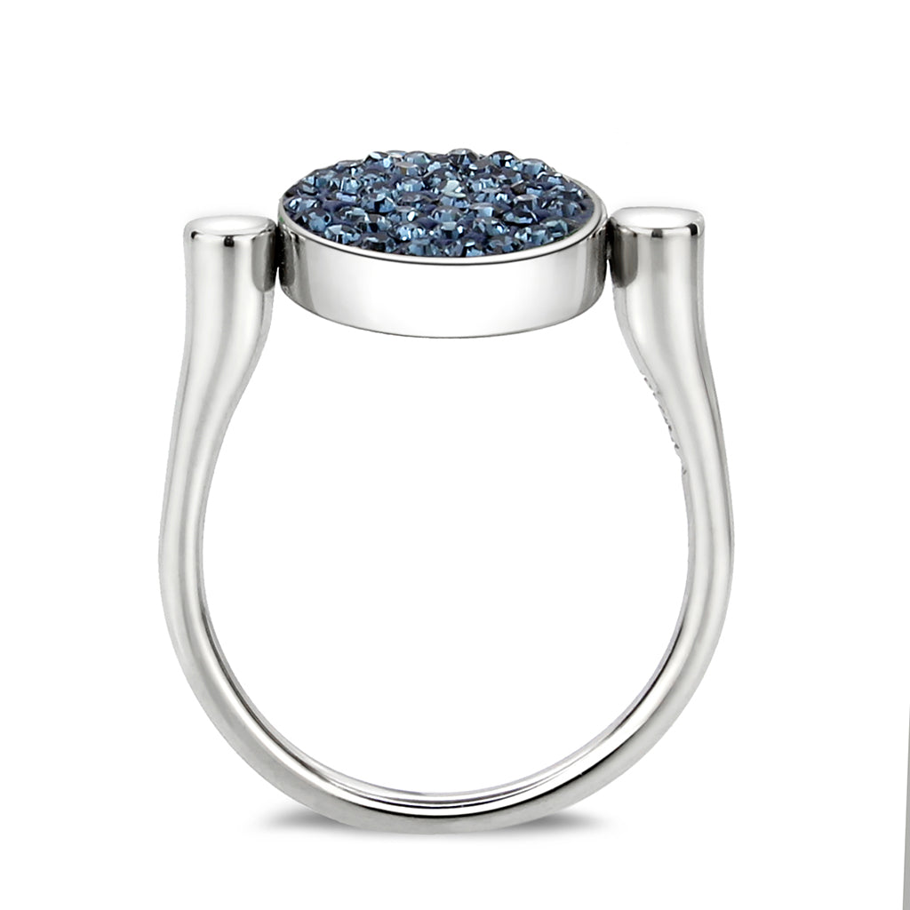 TK385409 - High polished (no plating) Stainless Steel Ring with Top Grade Crystal in Montana LuxuryLifeWay Online Store