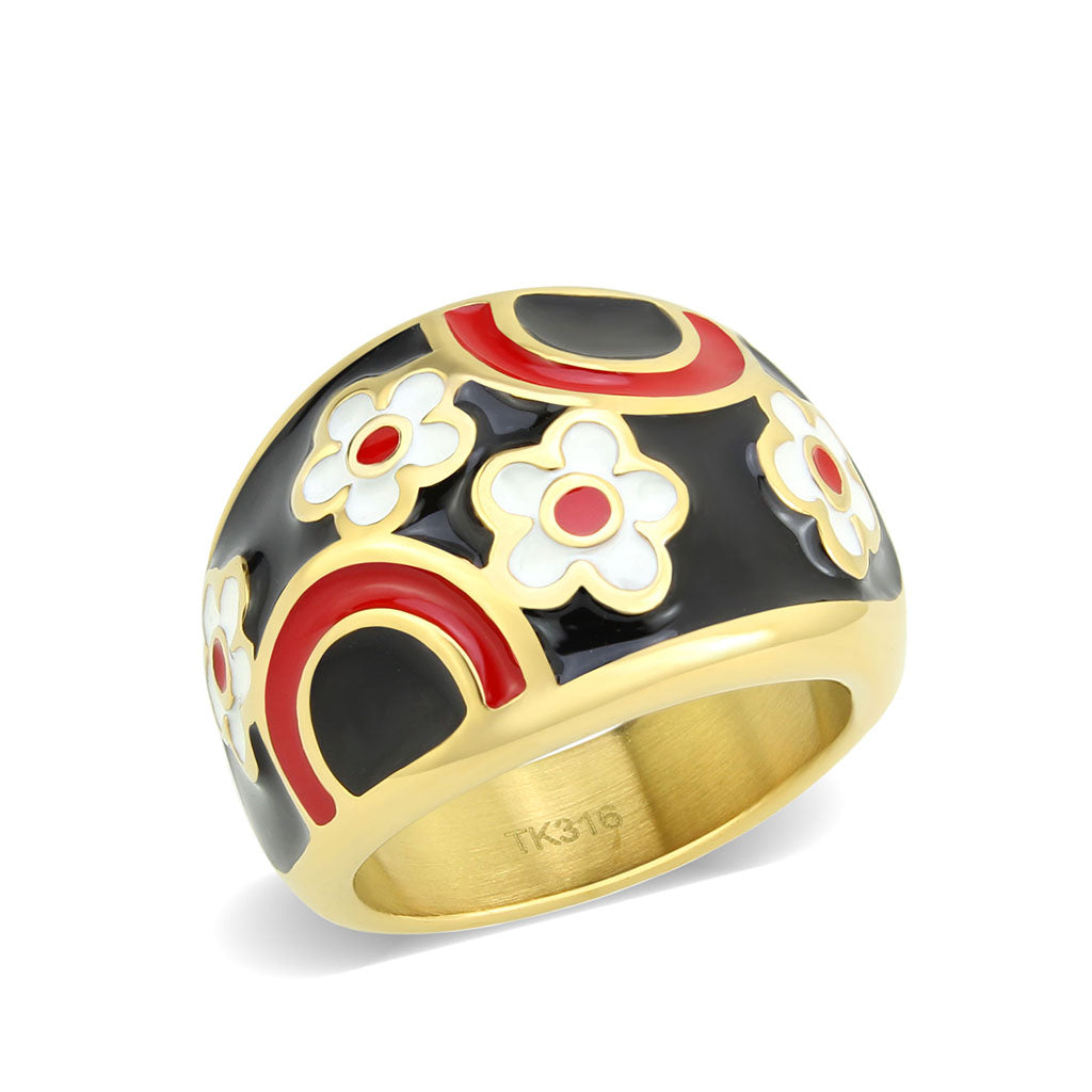 TK3880 - IP Gold(Ion Plating) Stainless Steel Ring with Epoxy in MultiColor LuxuryLifeWay Online Store