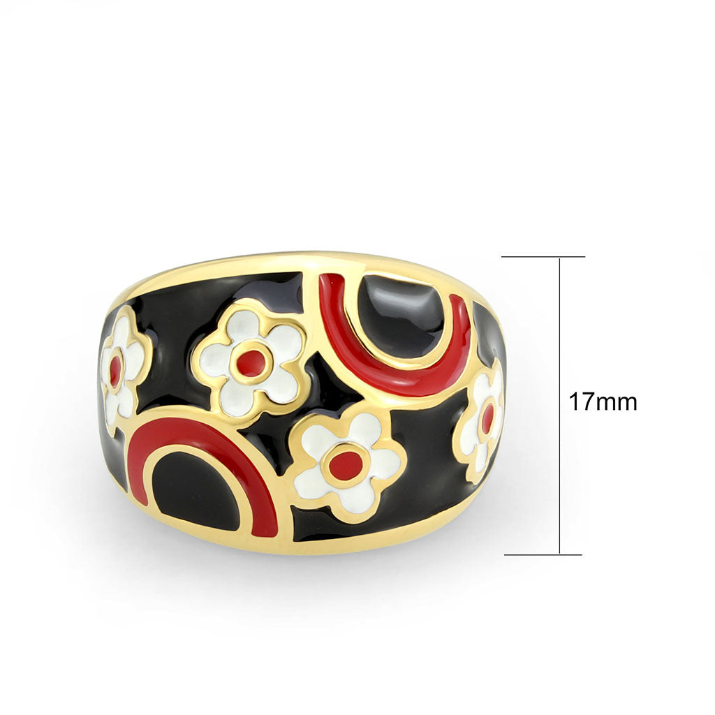 TK3880 - IP Gold(Ion Plating) Stainless Steel Ring with Epoxy in MultiColor LuxuryLifeWay Online Store